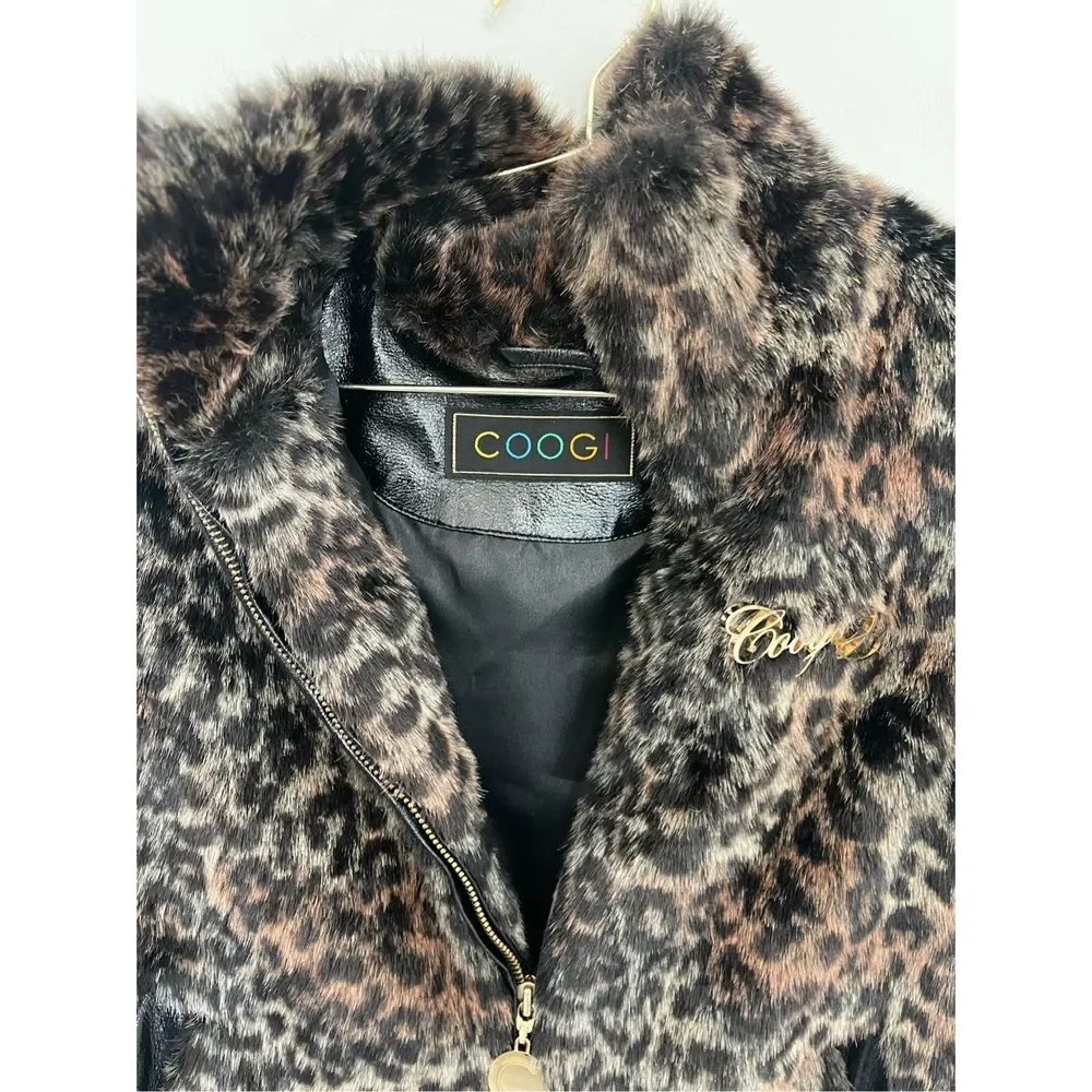 COOGI Faux Fur Feline Print Vest Size Large